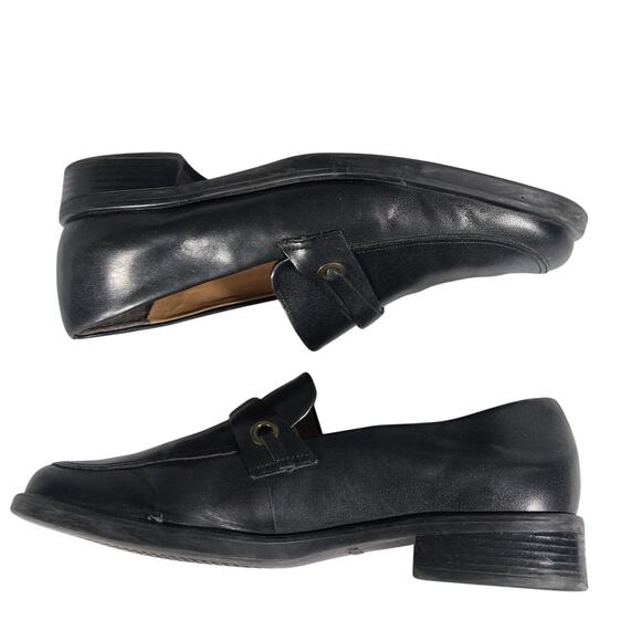 NATURALIZER! BLACK GENUINE LEATHER CLASSIC FRONT INSET HEELED LOAFERS! SZ 7.5M - Picture 7 of 10
